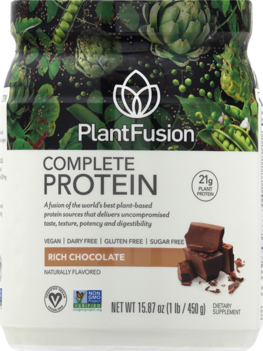 slide 6 of 9, PlantFusion Complete Plant Protein Powder Rich Chocolate Flavor, 1 lb