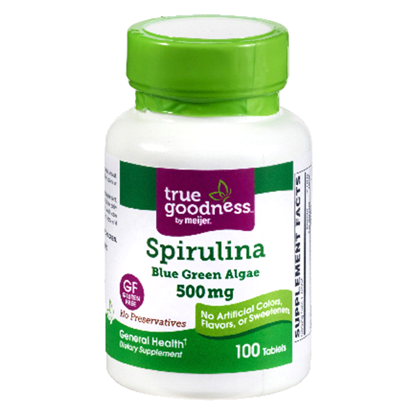 slide 1 of 1, True Goodness Spirulina Blue Green Algae 500 mg Tab, 100 ct