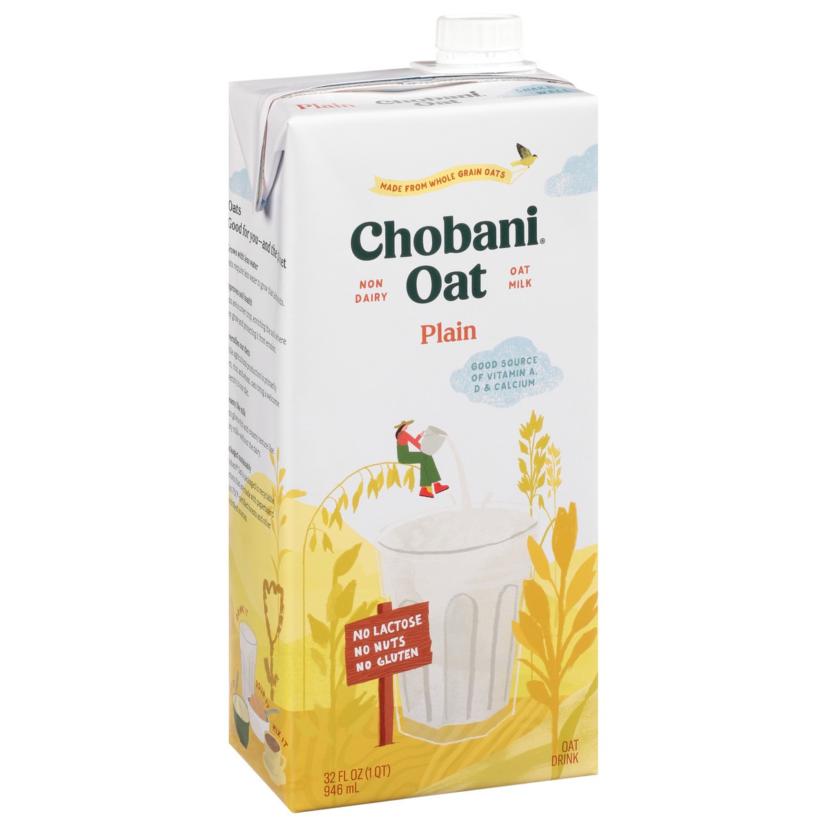 slide 2 of 9, Chobani Plain Oat Milk, 32 fl oz