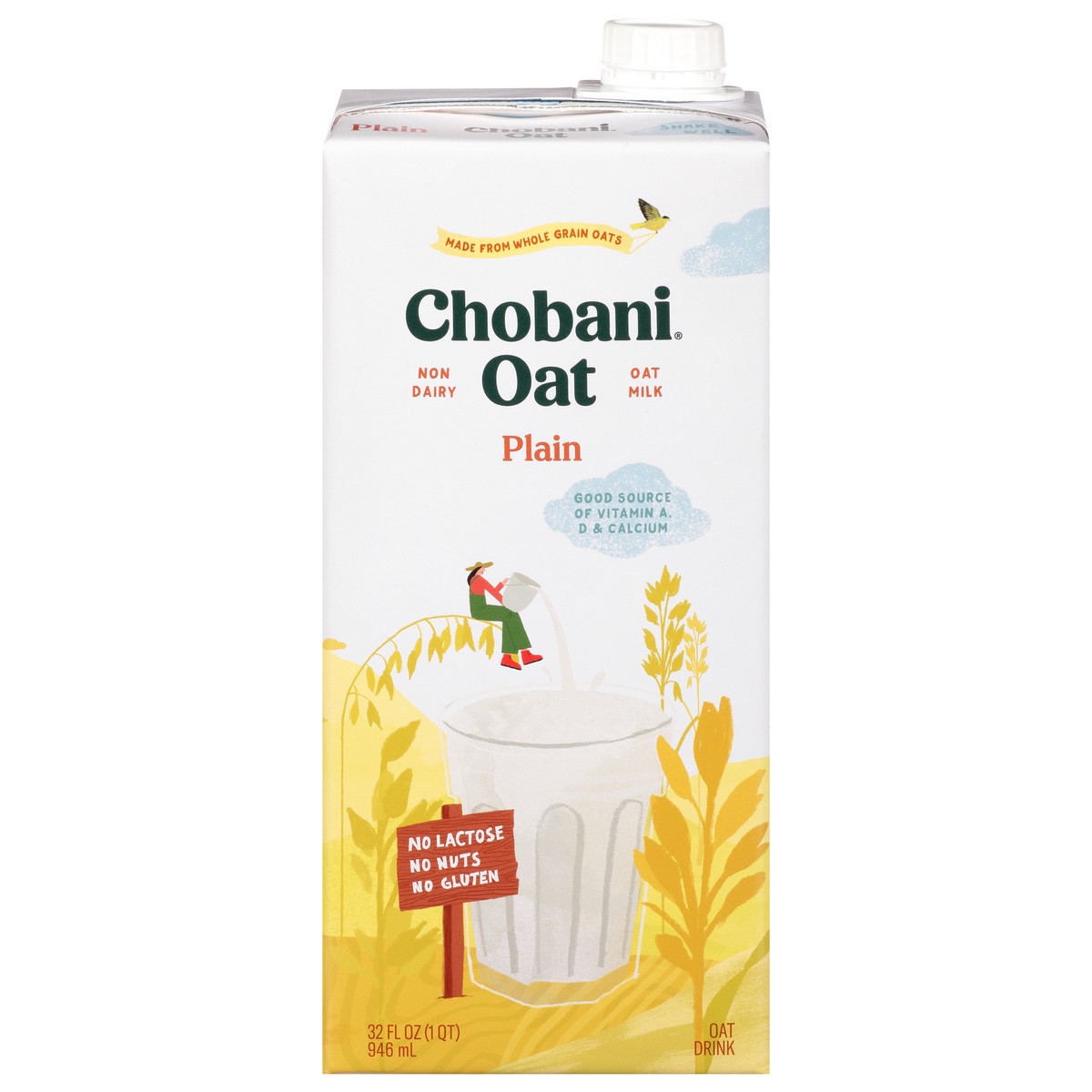 slide 1 of 9, Chobani Plain Oat Milk, 32 fl oz