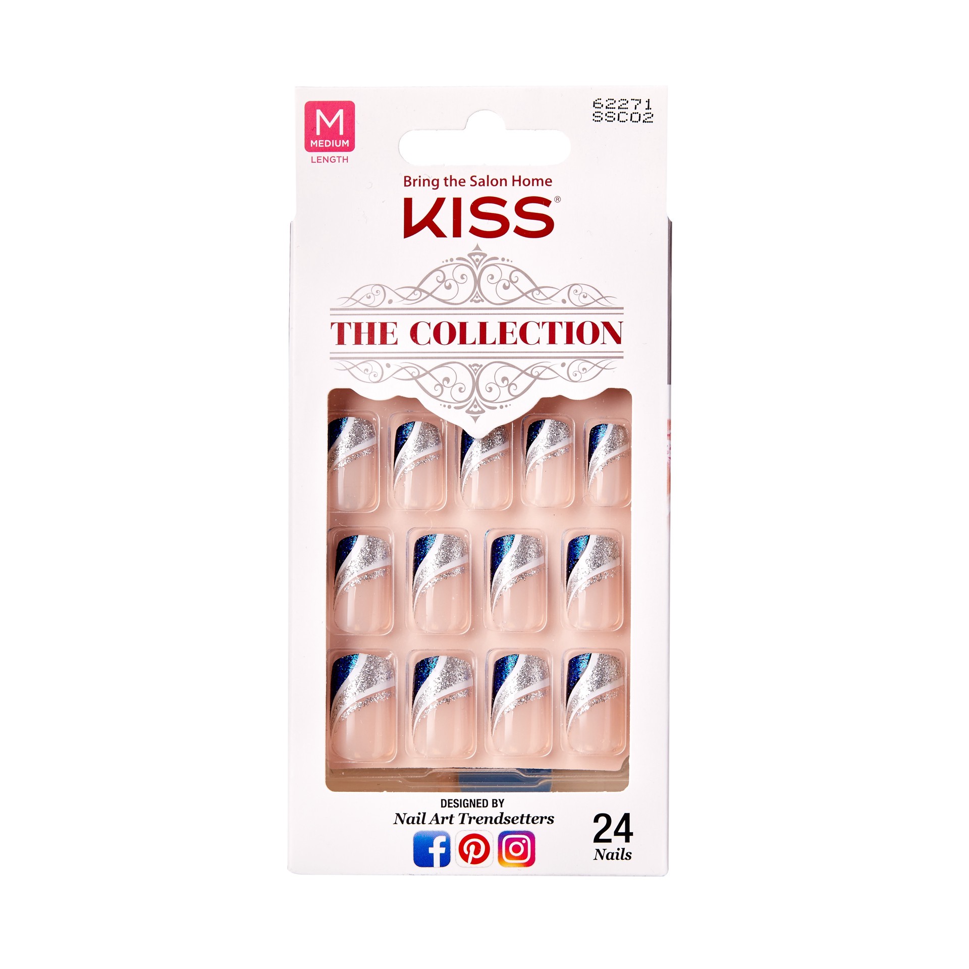 slide 1 of 4, KISS The Collection Medium Length Nails, Extravagance, 24 Ct, 1 ct