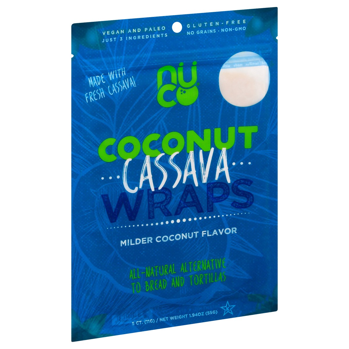 slide 4 of 9, NUCO Milder Coconut Flavor Coconut Cassava Wraps 5 ea, 5 ct