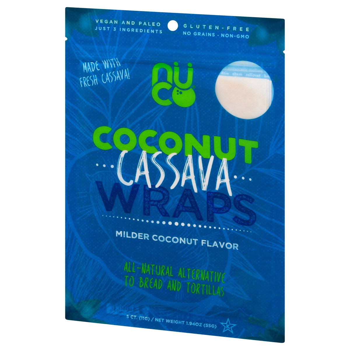 slide 5 of 9, NUCO Milder Coconut Flavor Coconut Cassava Wraps 5 ea, 5 ct