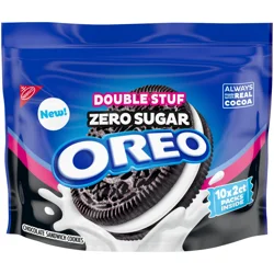 OREO Double Stuf Zero Sugar Chocolate Sandwich Cookies, 10 Snack Packs (2 Cookies Per Pack)