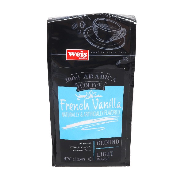 slide 1 of 1, Weis Quality 100% Arabica Light Roast French Vanilla Ground Coffee - 12 oz, 12 oz