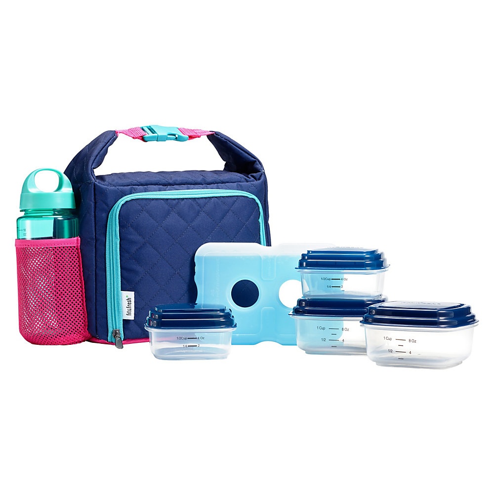 slide 1 of 2, Fit & Fresh Willow Sport Lunch Kit, Blue, 1 ct