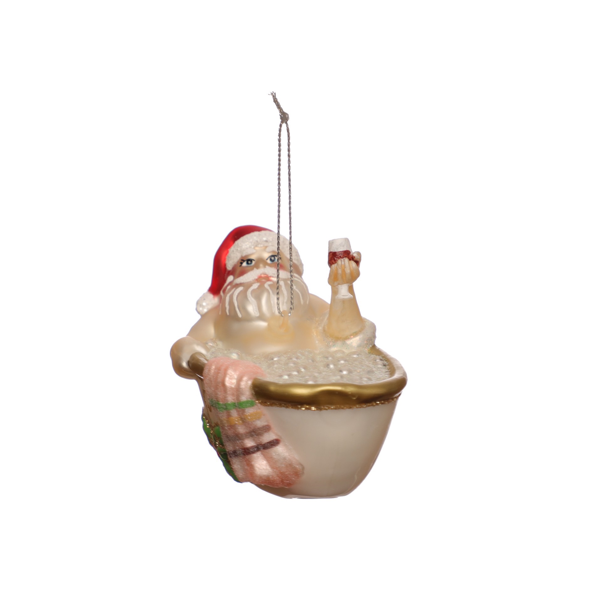 slide 2 of 3, 4" Santa In Tub Glass Ornament By Ashland, 4 in