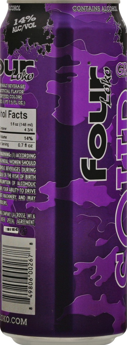 slide 5 of 7, Four Loko Sour Grape Beer 23.5 fl oz, 23.5 fl oz