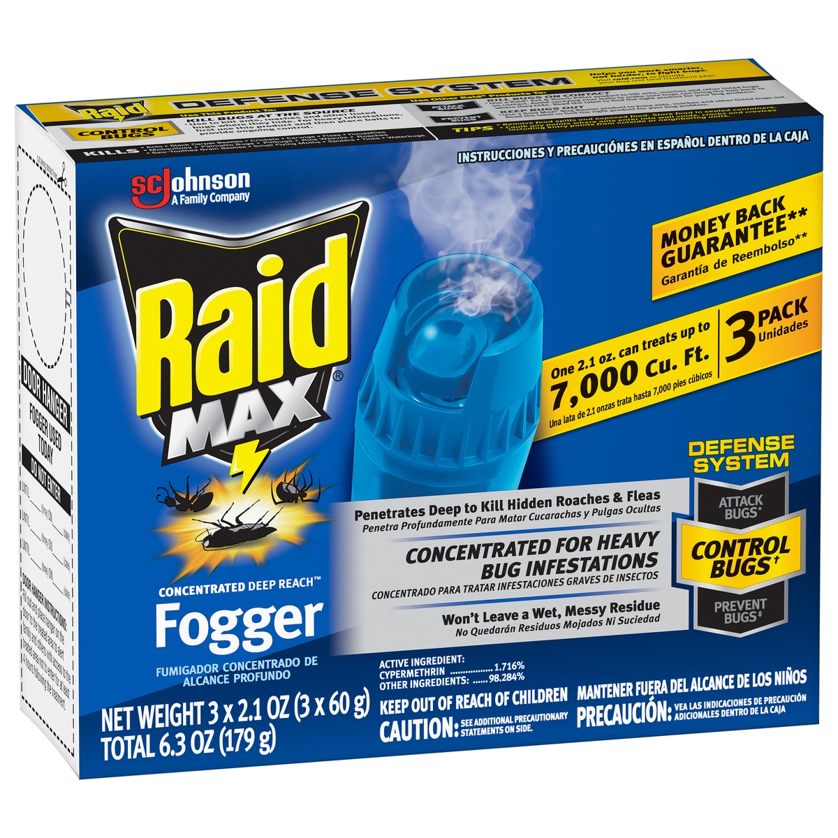 slide 2 of 7, Raid Max Concentrated Deep Reach Insecticide Fogge, 3 ct; 2.1 oz