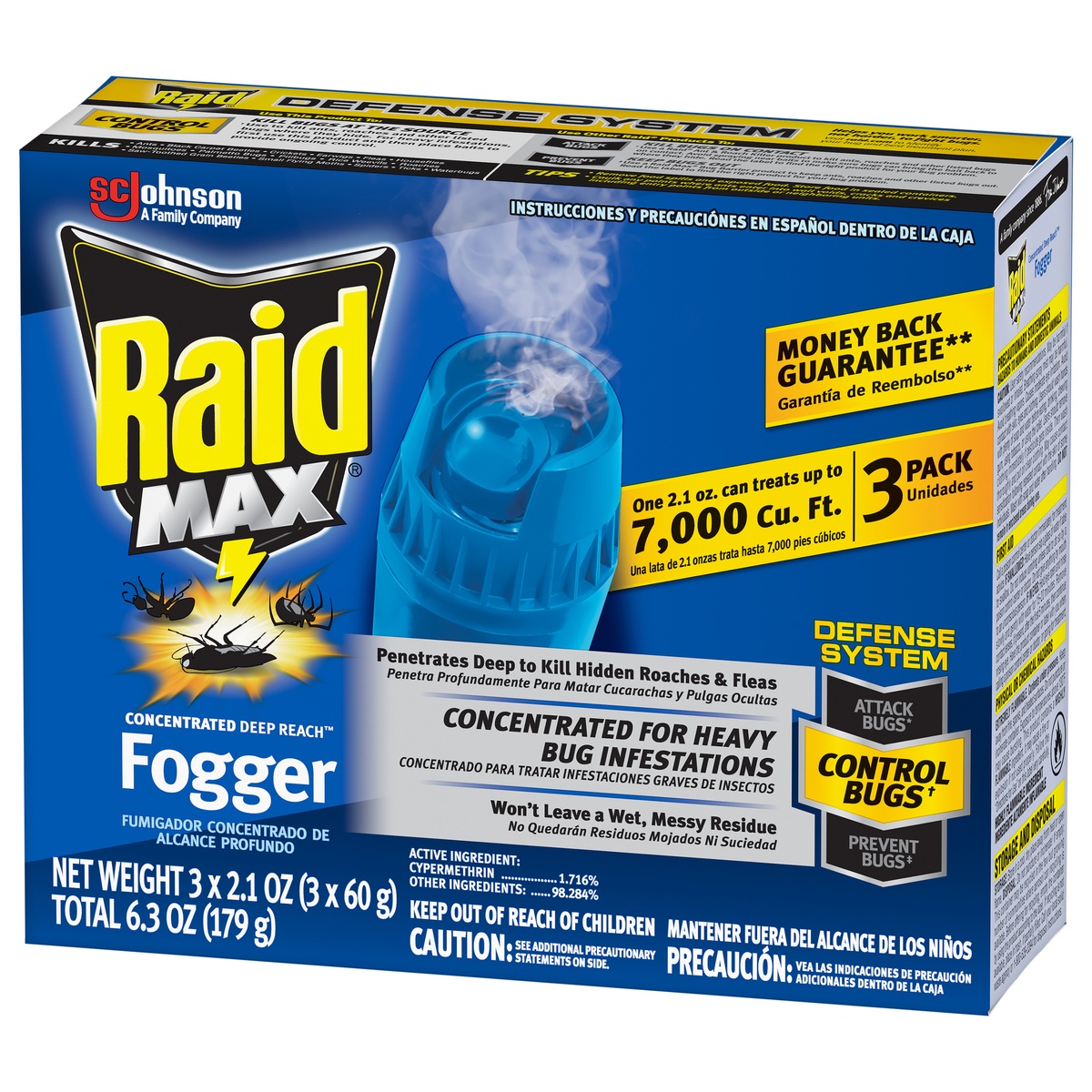 slide 3 of 7, Raid Max Concentrated Deep Reach Insecticide Fogge, 3 ct; 2.1 oz