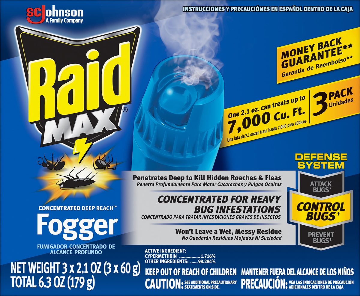 slide 5 of 7, Raid Max Concentrated Deep Reach Insecticide Fogge, 3 ct; 2.1 oz