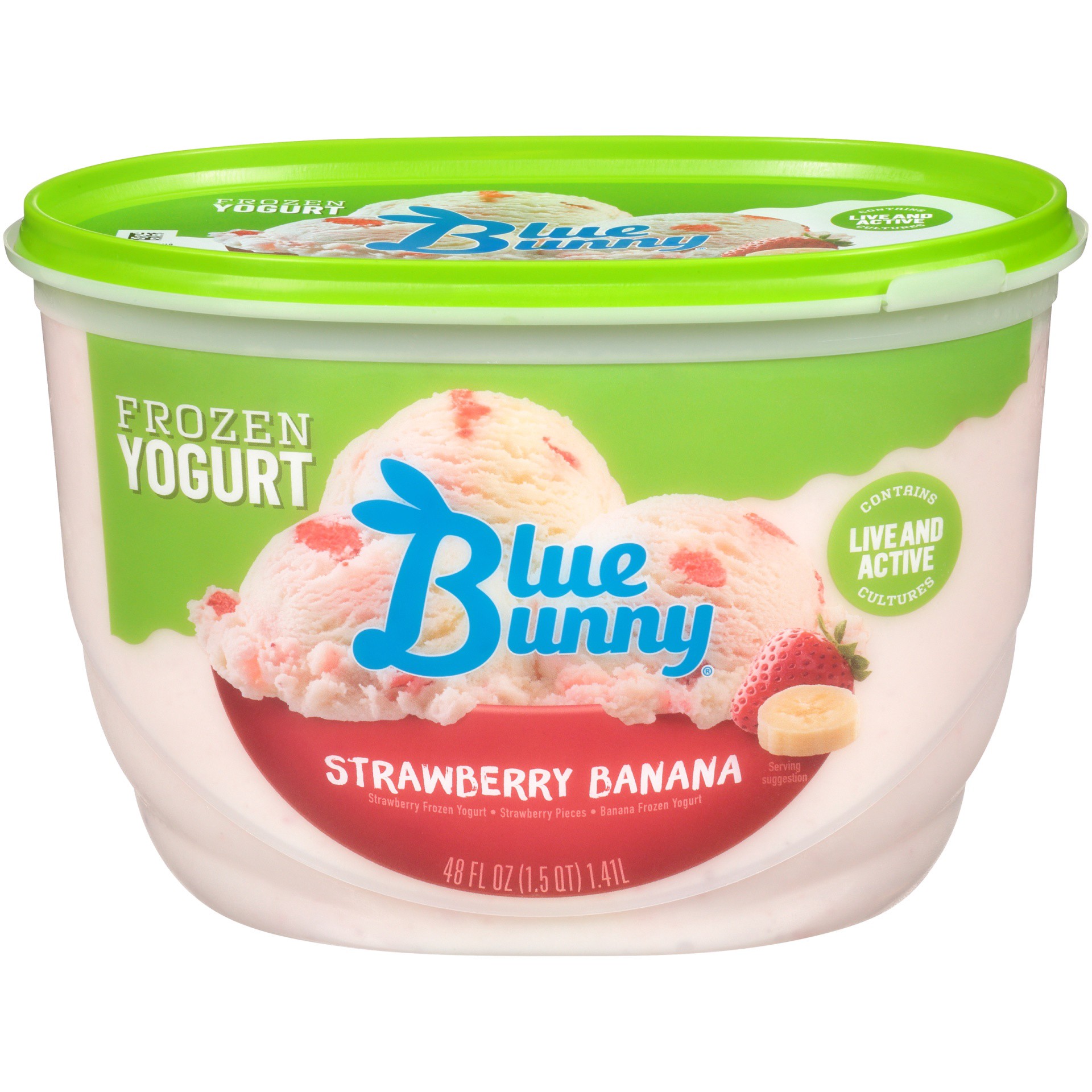 slide 2 of 7, Blue Bunny Strawberry Banana Frozen Yogurt, 48 fl oz