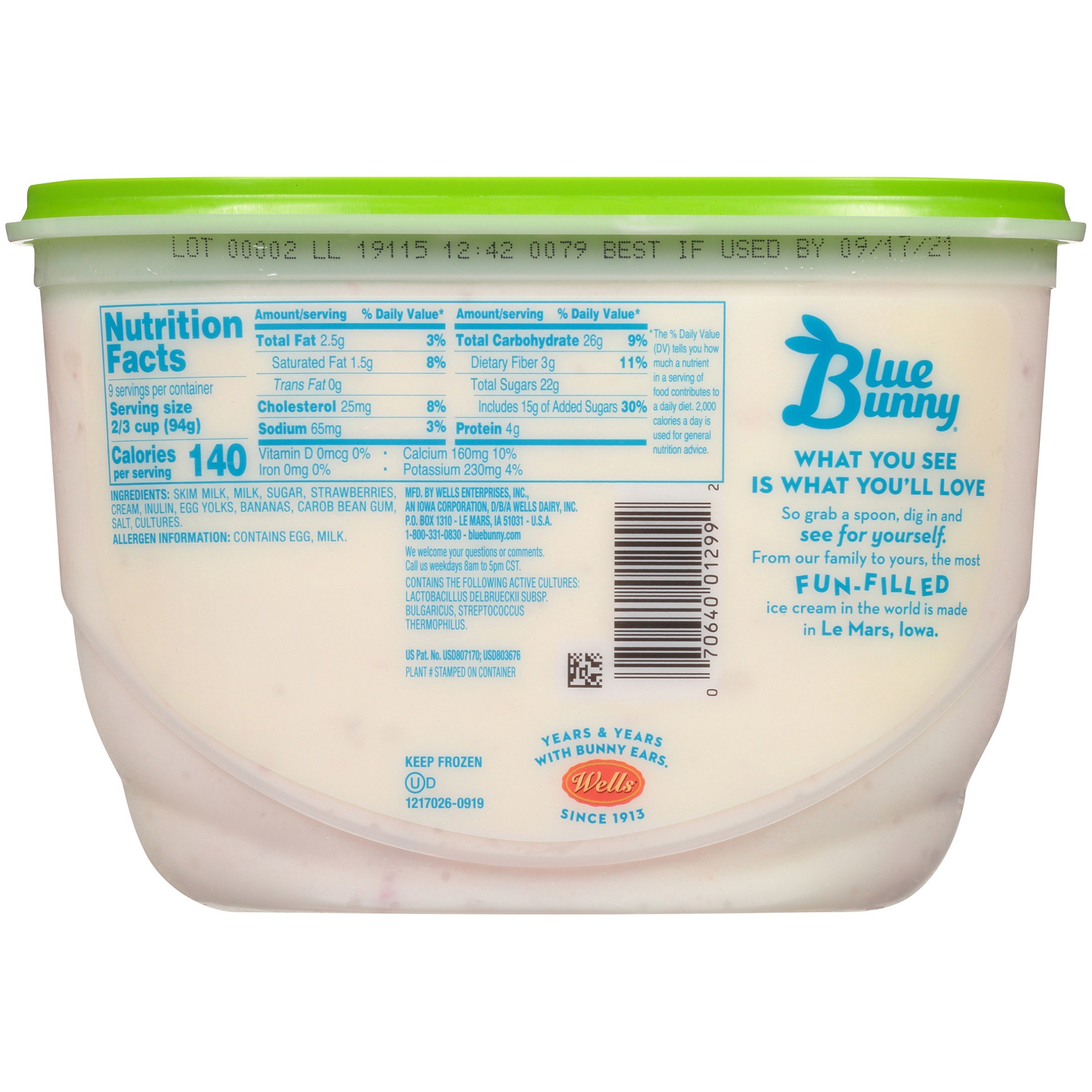 slide 4 of 7, Blue Bunny Strawberry Banana Frozen Yogurt, 48 fl oz