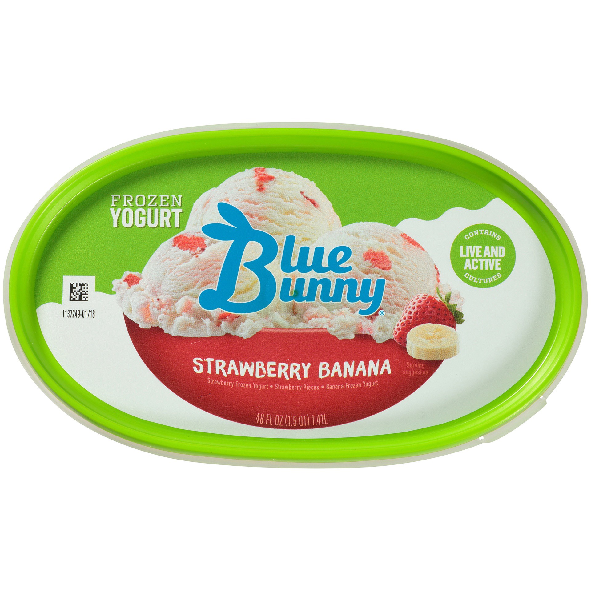 slide 7 of 7, Blue Bunny Strawberry Banana Frozen Yogurt, 48 fl oz