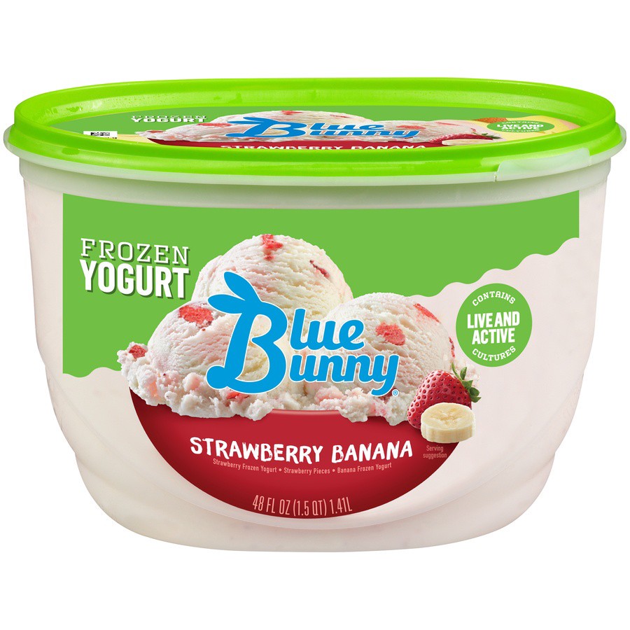 slide 1 of 7, Blue Bunny Strawberry Banana Frozen Yogurt, 48 fl oz