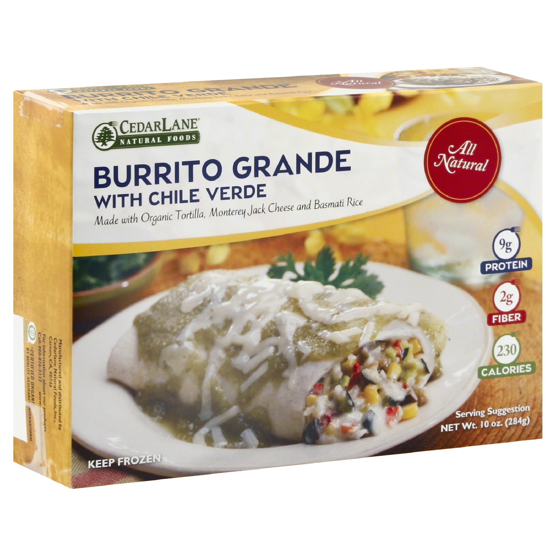 slide 1 of 1, Cedarlane Burrito Grande with Chile Verde, 10 oz