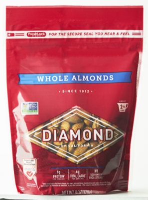 slide 1 of 1, Diamond Whole Almonds Stand Up Bag, 6 oz