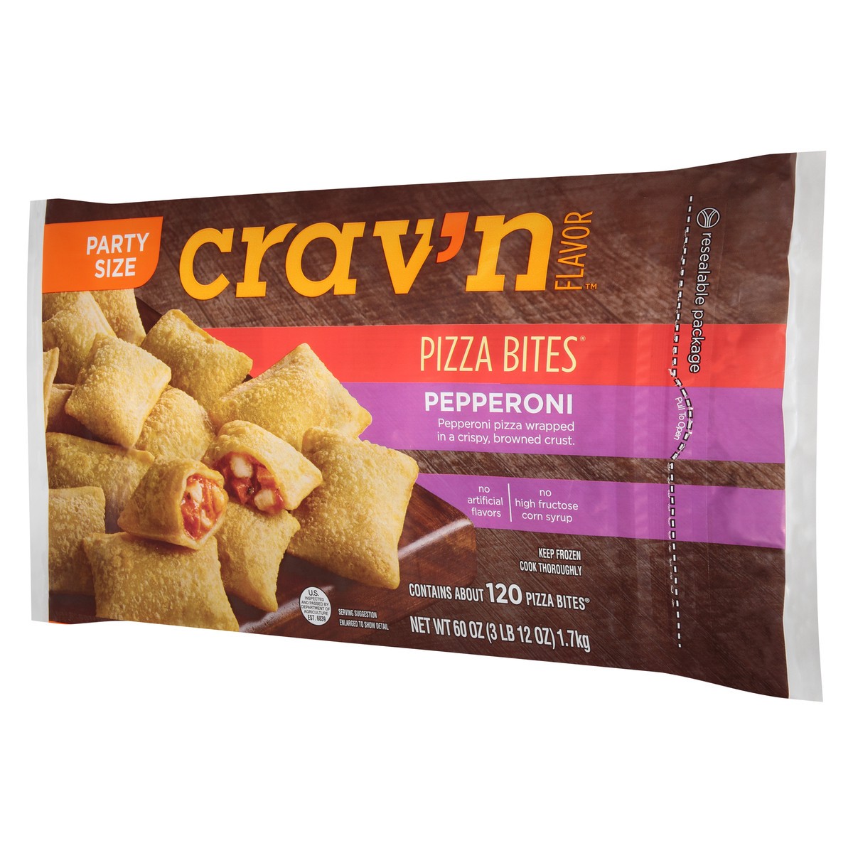 slide 2 of 9, Crav'n Flavor Party Size Pepperoni Pizza Bites 60 oz, 60 oz