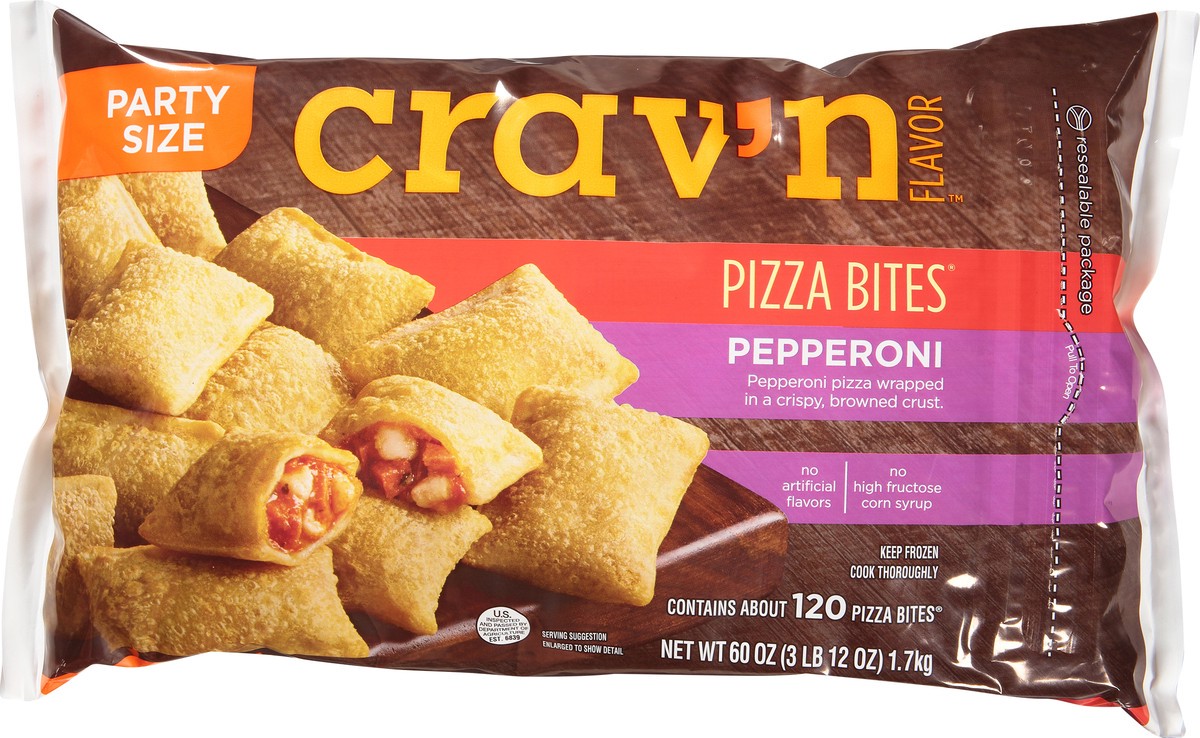 slide 9 of 9, Crav'n Flavor Party Size Pepperoni Pizza Bites 60 oz, 60 oz