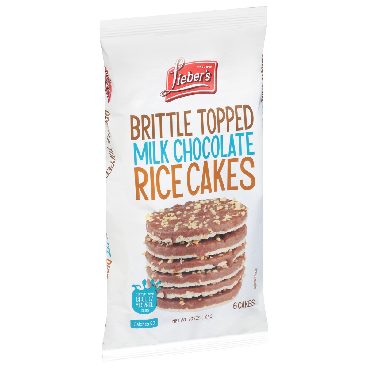 slide 2 of 9, Lieber's Brittle Topped Milk Chocolate Rice Cakes 6 ea, 6 ct