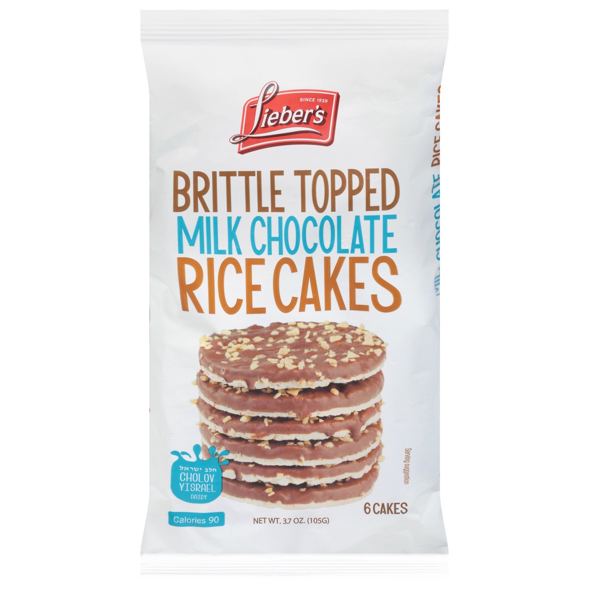 slide 1 of 9, Lieber's Brittle Topped Milk Chocolate Rice Cakes 6 ea, 6 ct