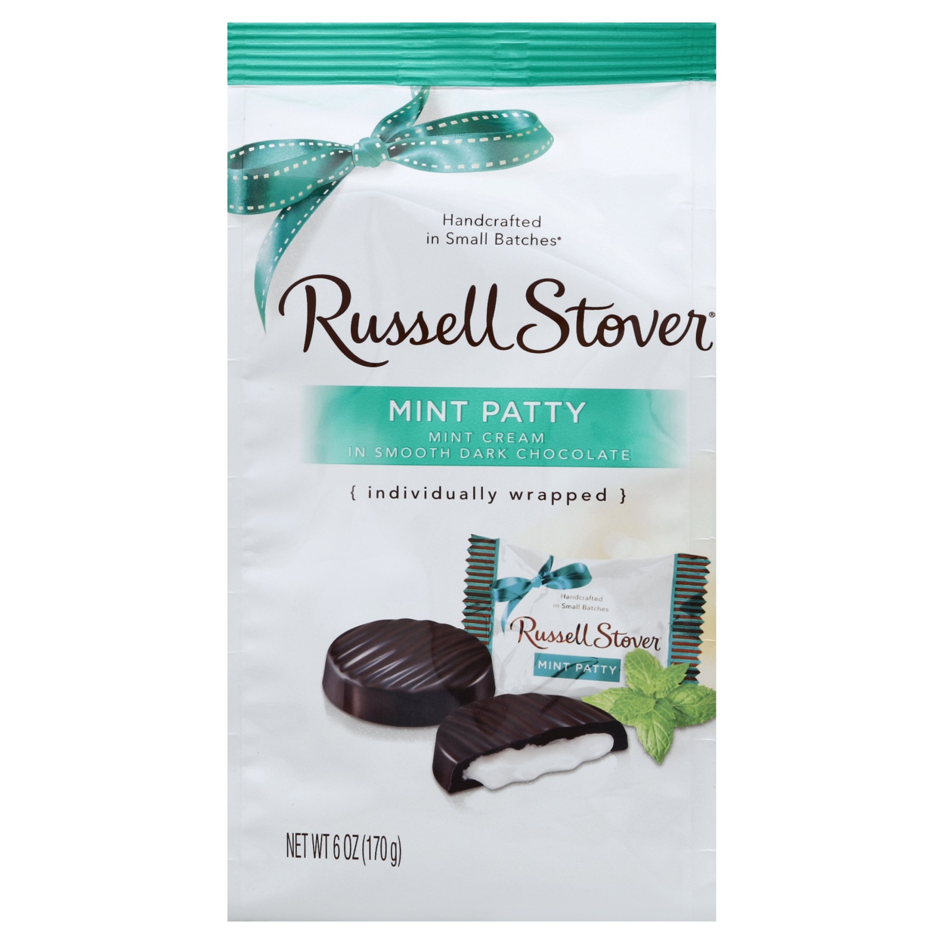 slide 1 of 1, Russell Stover Dark Chocolate Mint Patties, 6 oz