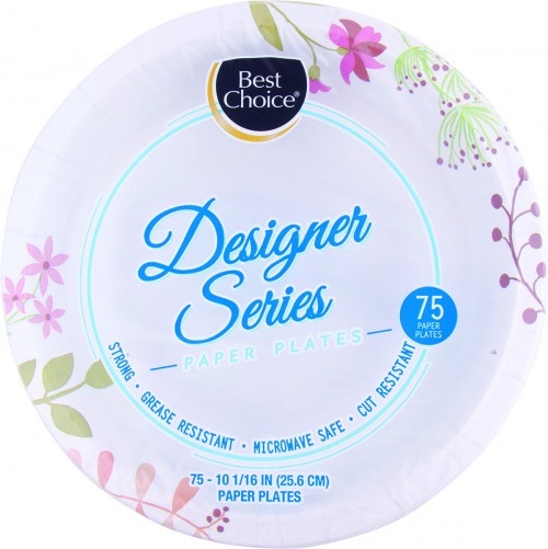 slide 1 of 1, Best Choice Designer Series Paper Plates 10 1/16 Inch, 75 ct