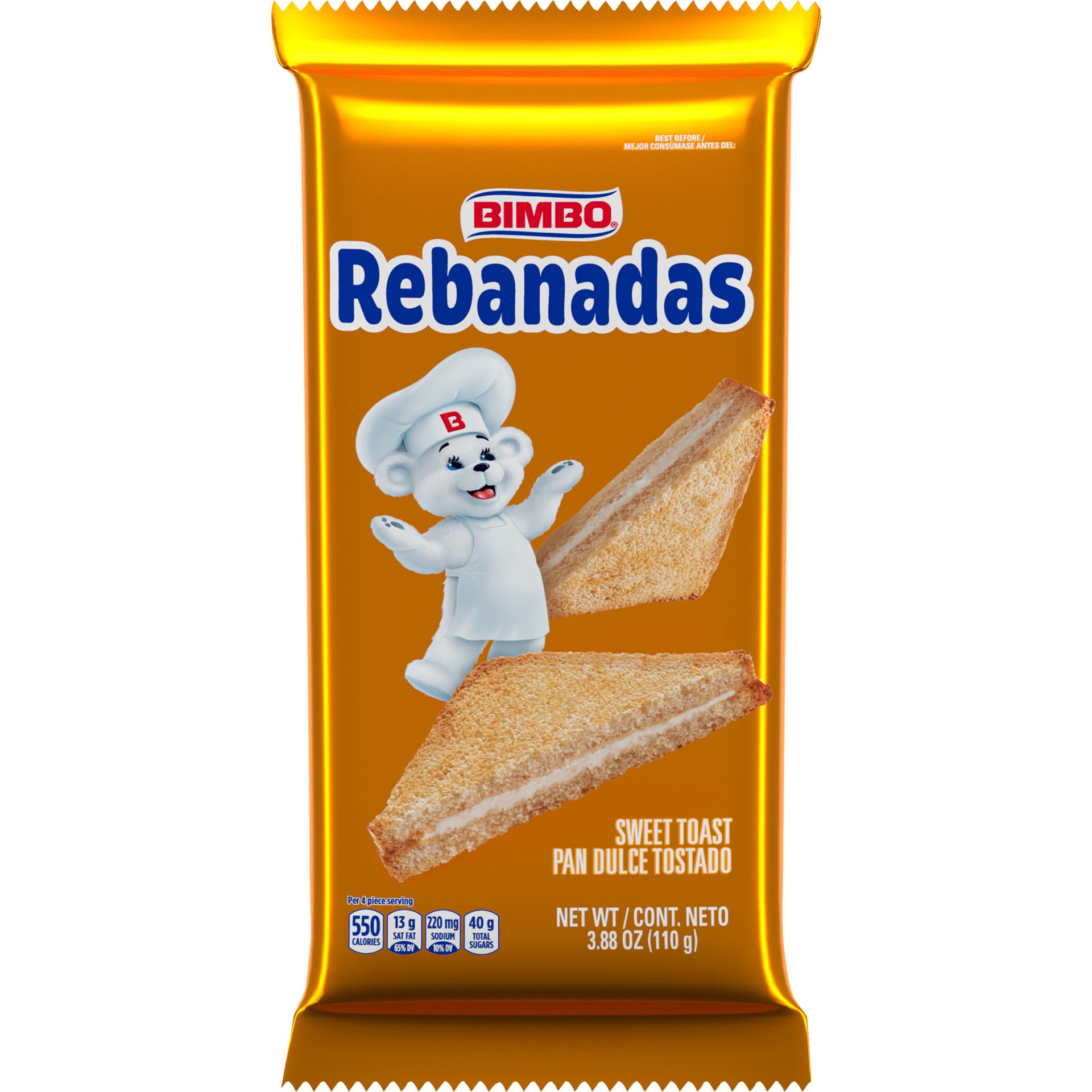 slide 1 of 5, Bimbo Rebanadas Toast with Sweet Cream, Twin Pack, 3.88 Ounces Package, 2 ct