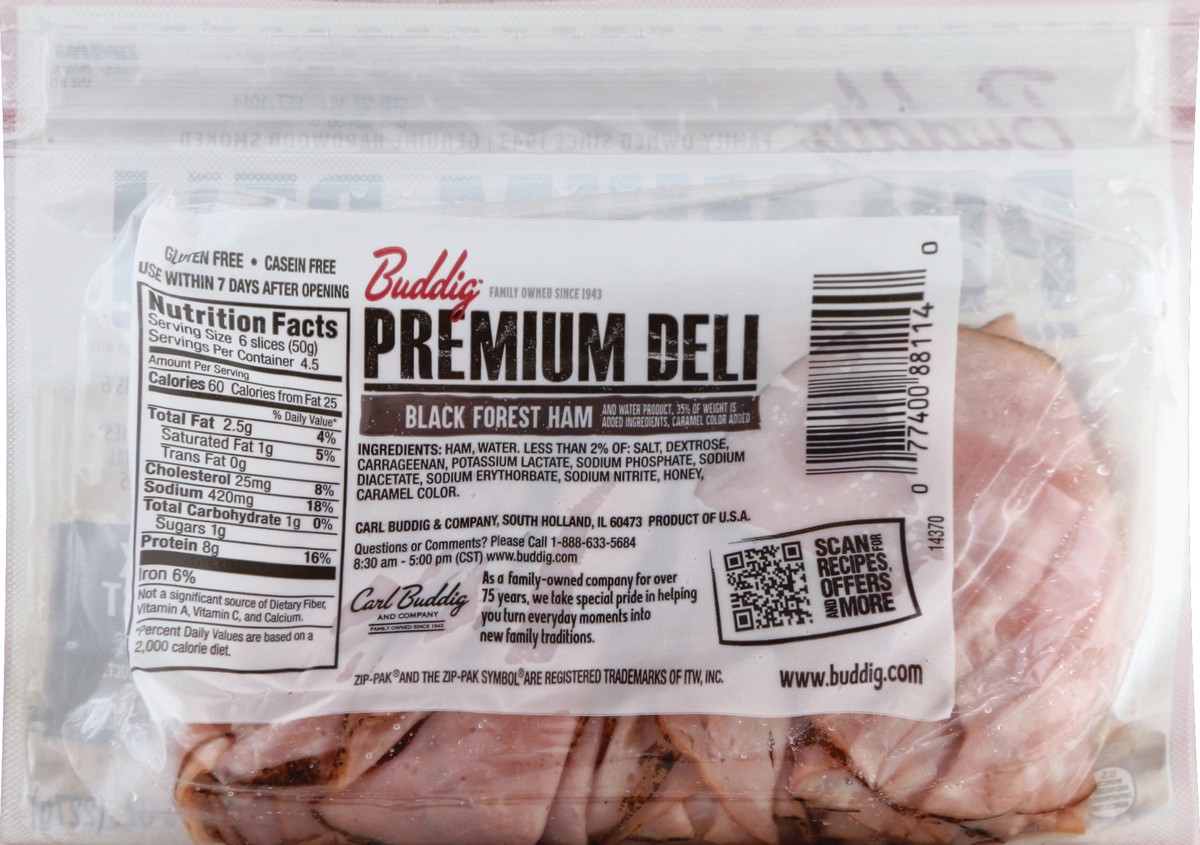 slide 3 of 7, Buddig Premium Deli Black Forest Ham 8 oz. ZIP-PAK, 8 oz