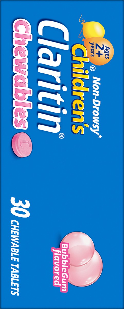 slide 3 of 11, Children's Claritin Loratadine Allergy Relief 24 Hour Non-Drowsy Bubble Gum Chewable Tablets - 30c, 30 ct