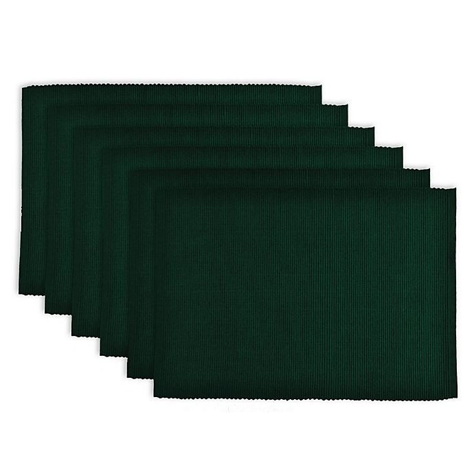 slide 1 of 1, Design Imports Ribbed Cotton Placemats - Dark Green, 6 ct