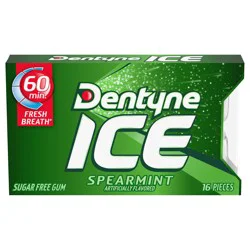 Dentyne Ice Spearmint Sugar Free Gum, 1 pack (16 pieces)