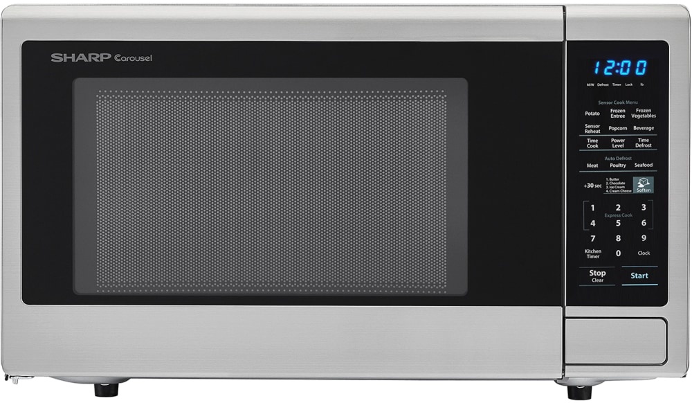 slide 1 of 1, Sharp Stainless Steel Carousel Countertop Microwave Oven - Silver/Black, 21.13 in x 12.4 in