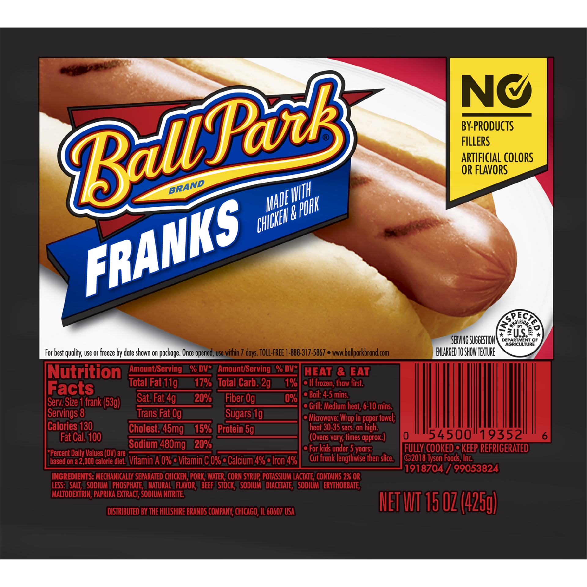 slide 1 of 5, Ball Park Classic Hot Dogs Original Length, 15 oz