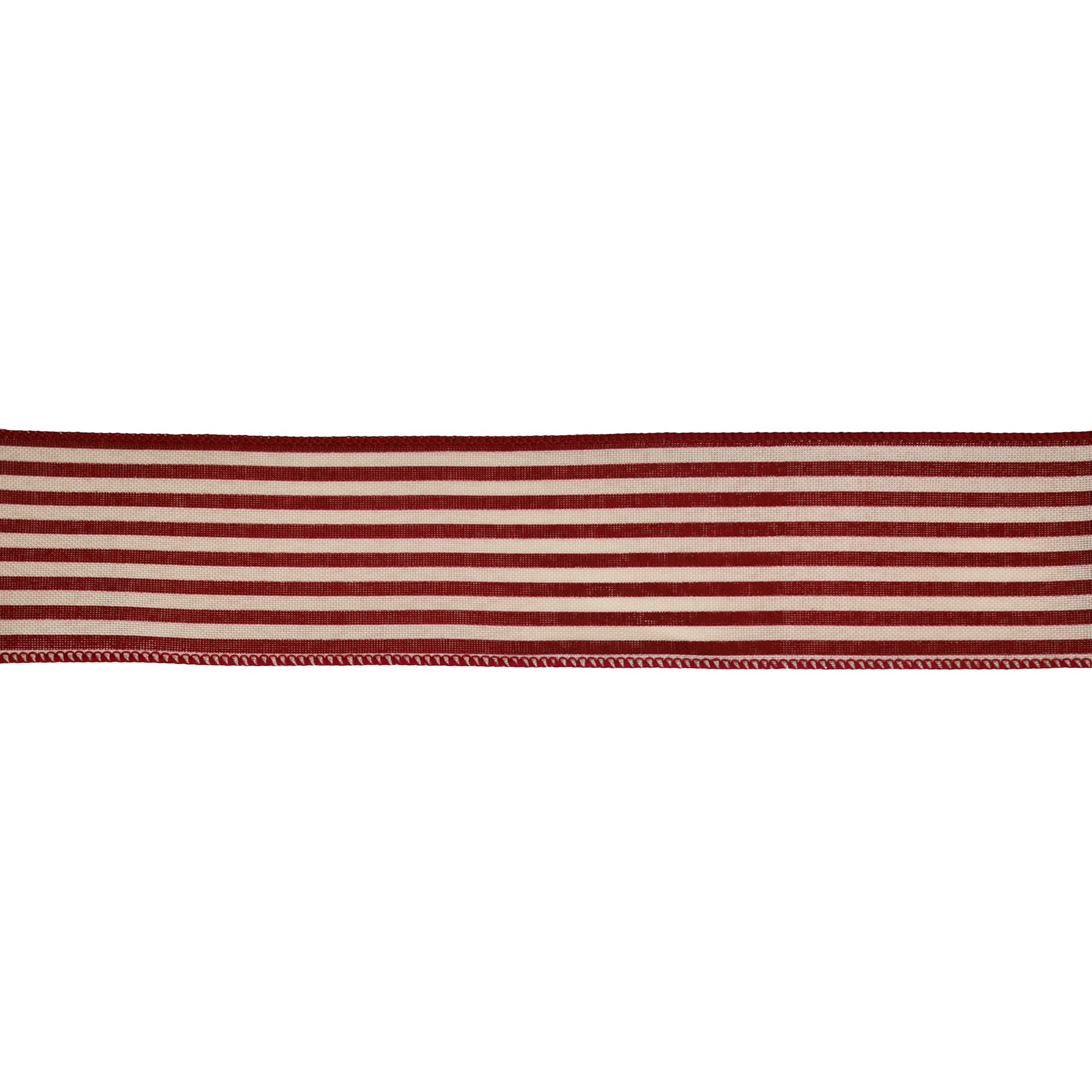 slide 3 of 3, 2.5" X 20ft. Red Ticking Stripes Wired Ribbon By Celebrate It, 2.5 in x 20 ft