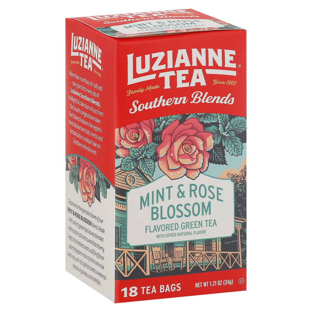 slide 8 of 16, Luzianne Southern Blends Mint & Rose Blossom Green Tea 18 Bags, 18 ct