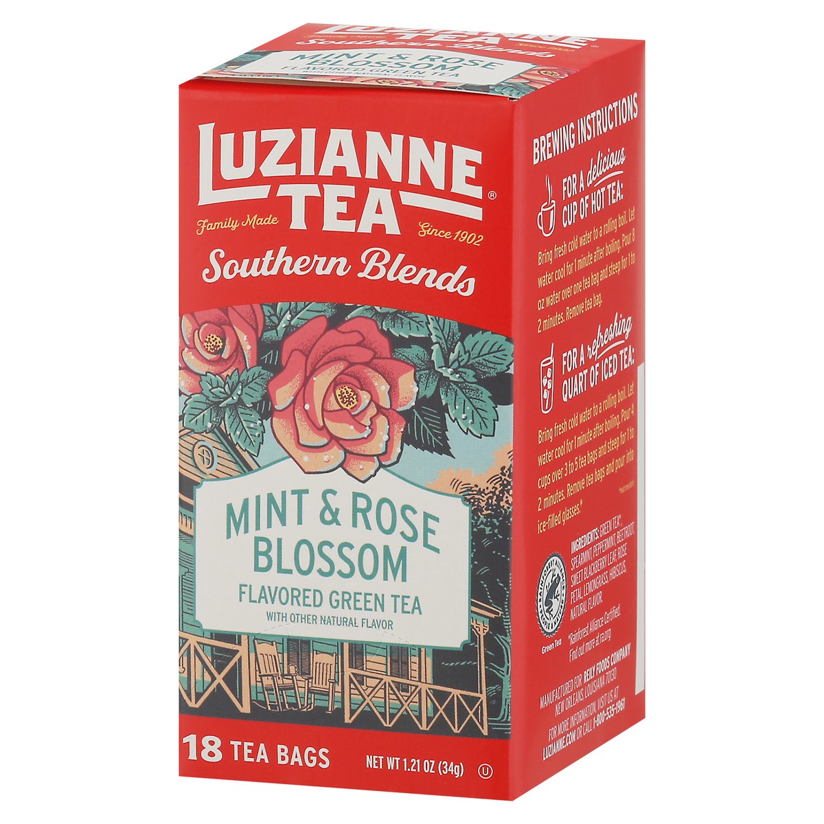 slide 15 of 16, Luzianne Southern Blends Mint & Rose Blossom Green Tea 18 Bags, 18 ct