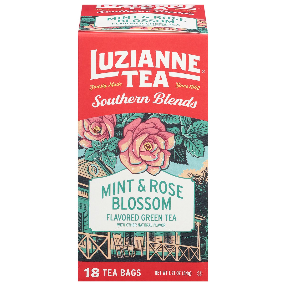 slide 1 of 16, Luzianne Southern Blends Mint & Rose Blossom Green Tea 18 Bags, 18 ct