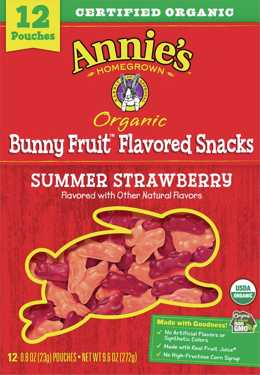 slide 2 of 9, Annie's Organic Summer Strawberry Bunny Fruit Snacks, 12 ct, 9.6 oz, 12 ct