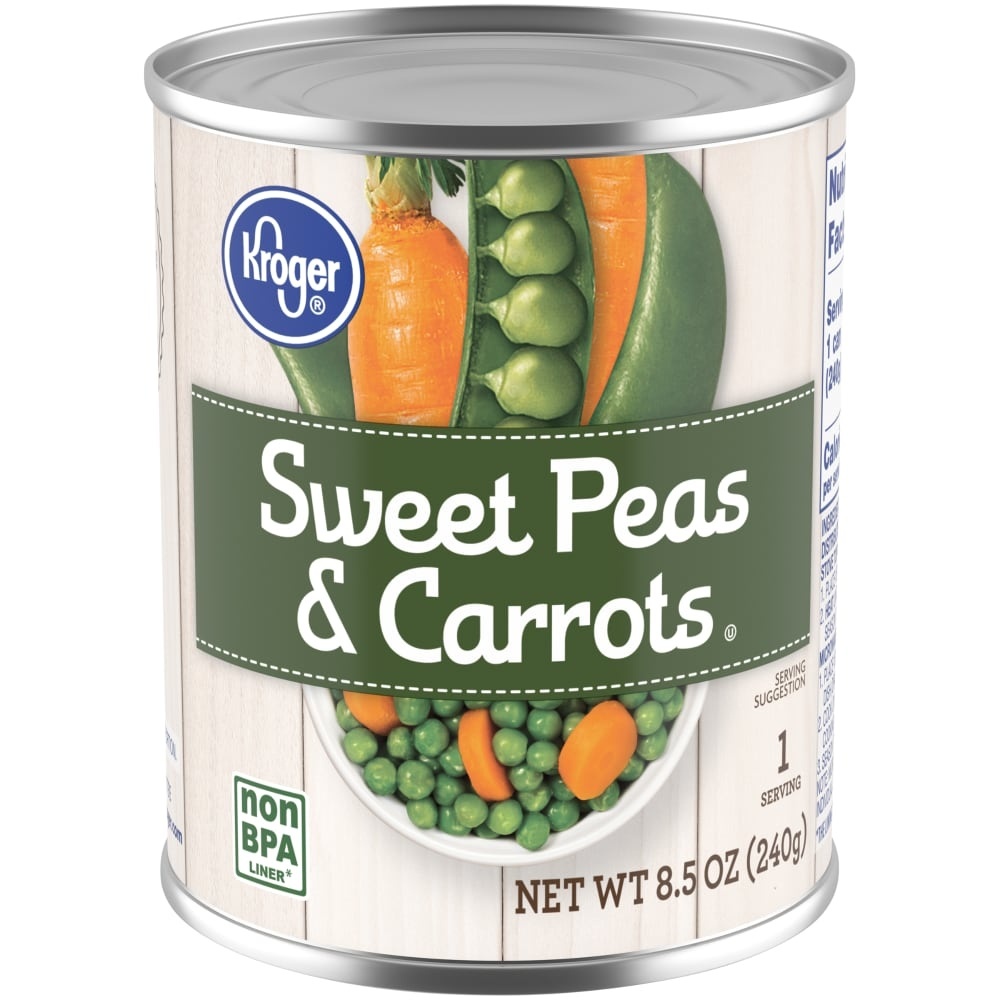 slide 1 of 1, Kroger Sweet Peas & Carrots, 8.5 oz