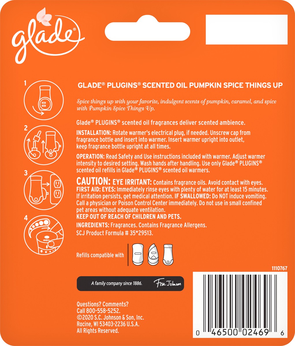 slide 3 of 6, Glade Plug In Refills, 2 Refills, Electric Scented Oil, Pumpkin Spice Things Up, 1.34 fl oz