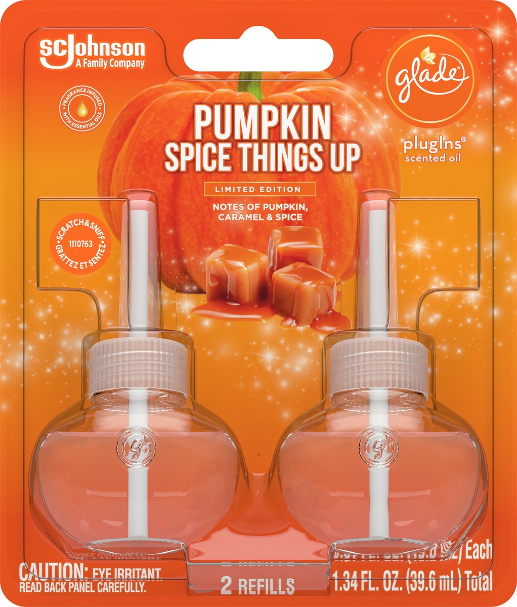 slide 4 of 6, Glade Plug In Refills, 2 Refills, Electric Scented Oil, Pumpkin Spice Things Up, 1.34 fl oz