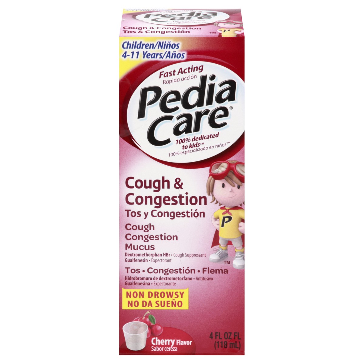 slide 1 of 12, PediaCare Non Drowsy Cherry Flavor Cough & Congestion 4 oz, 4 oz