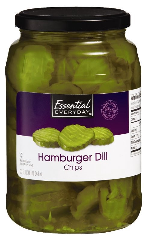 slide 1 of 1, Essential Everyday Slices Hambrger Dill Slices, 32 oz