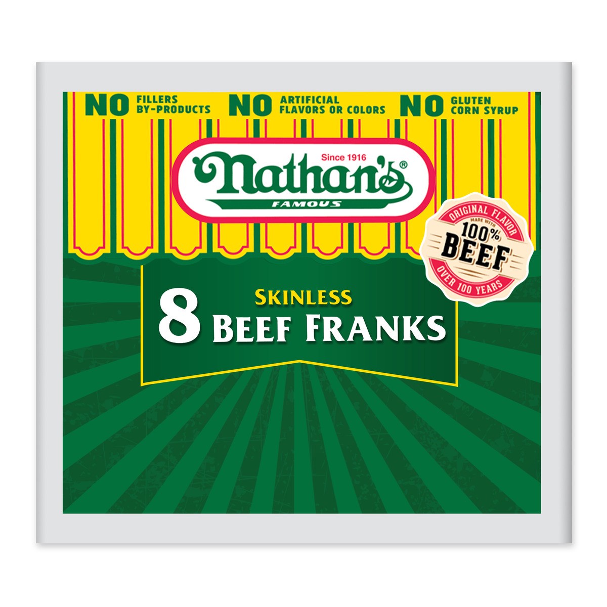 slide 1 of 9, Nathan's Famous Franks, 12 oz