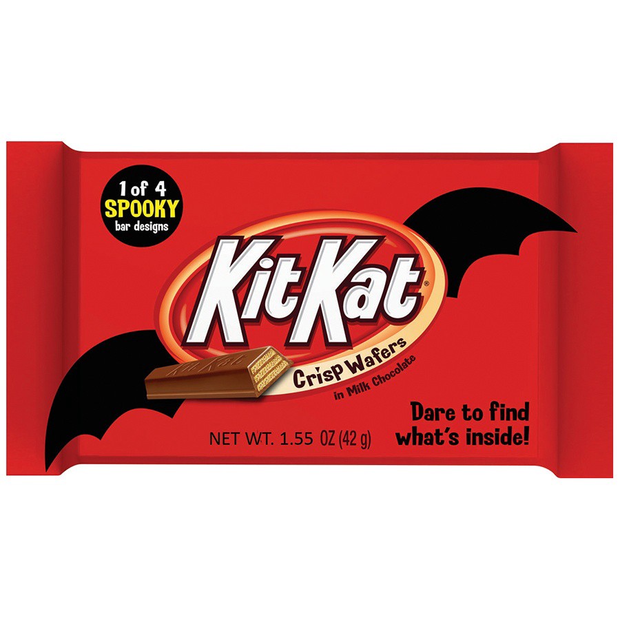 slide 1 of 4, KIT KAT Standard Halloween Trick Or Treat Bar, 1.55 oz