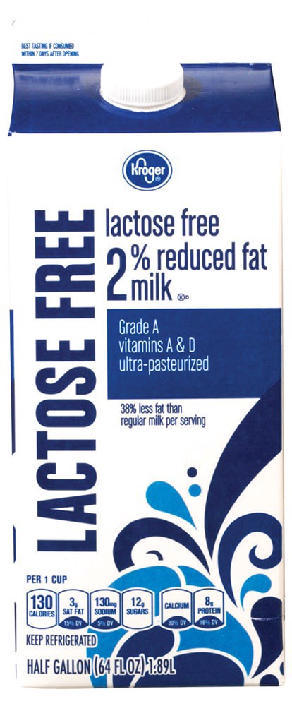 slide 2 of 2, Kroger Lactose Free 2% Reduced Fat Milk, 1/2 gal