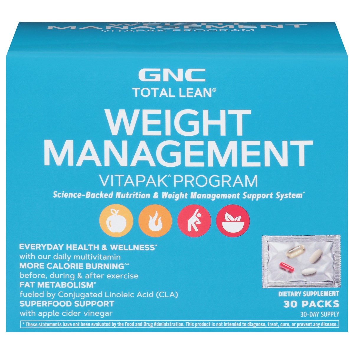 slide 10 of 10, GNC Total Lean 4-in-1 Weight Management Vitapak Program 30 Packs, 30 ct