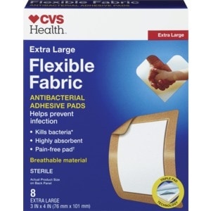 slide 1 of 1, Cvs Health Extra Large Flexible Fabric Antibacterial Adhesive Pads, 8 Ct, 8 ct