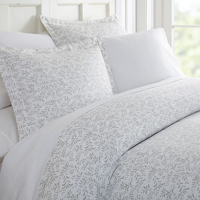 slide 1 of 1, Home Collection Burst Vines King Duvet Cover Set - Light Grey, 3 ct